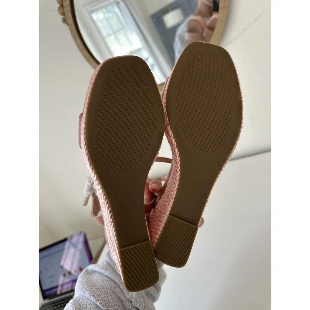Steve Madden Wedge Sandal Pink And Tan Size 9